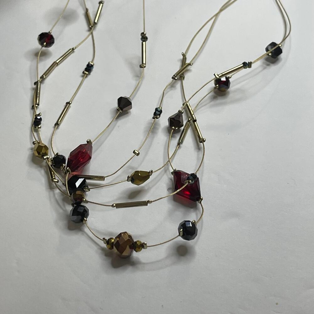 Chico's beaded necklace on wire faceted beads costume signed jewelry beaded - Picture 8 of 13